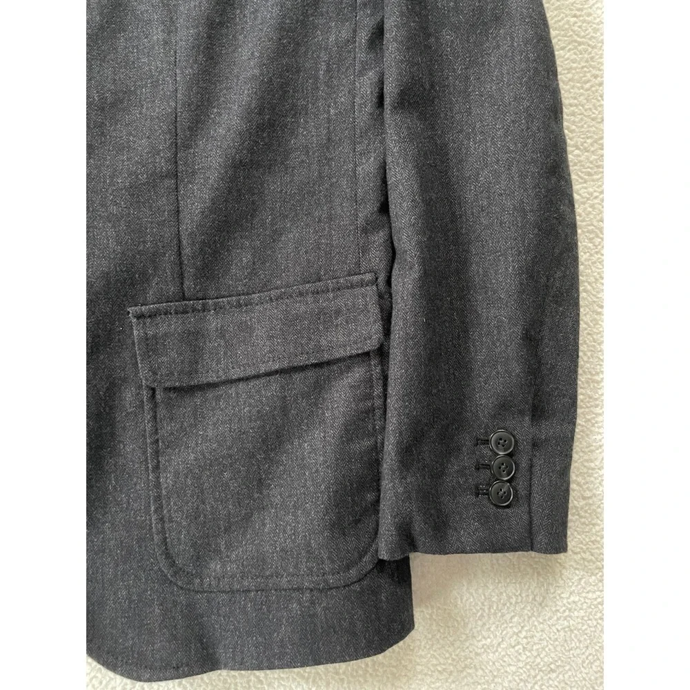 Gap Mens Extra Small‎ Blazer Charcoal Tonal Herringbone Cotton Blend Jacket